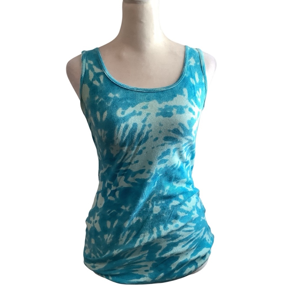 No Boundaries Women’s Aqua Tie-Dye Tank Top Size L - Picture 3 of 7